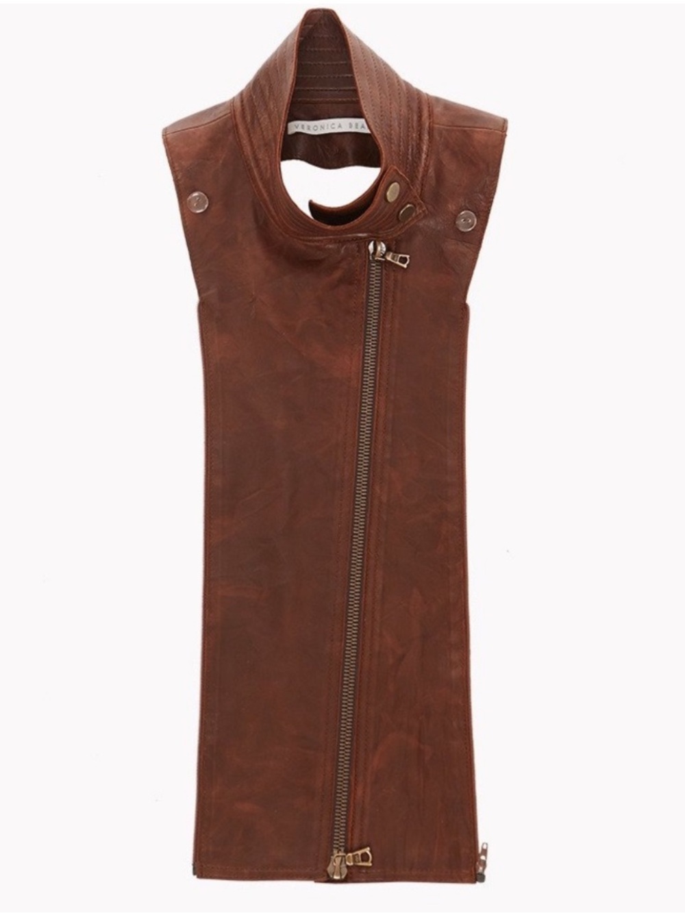 NWT $550 Veronica Beard luxury saddle brown genuine leather dickey jacket insert